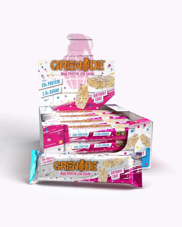 Grenade Birthday Cake Protein Bar x 12 - £12 (+£3.99 Delivery) @ Grenade UK