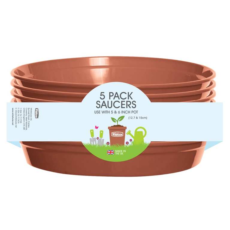 Whitefurze G04118 Garden Pot Saucer for 12.7/ 15cm Pot - Terracotta (Set of 5)