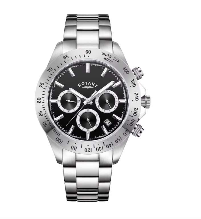 Rotary Men's Exclusive Stainless Steel Bracelet Watch Reduced + Extra 10% Off With Newsletter Code + Free Shipping