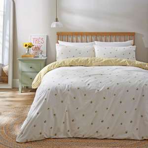 Bees Yellow Duvet Cover and Pillowcase Set Single £4.90 Double £7 + Free Click and Collect