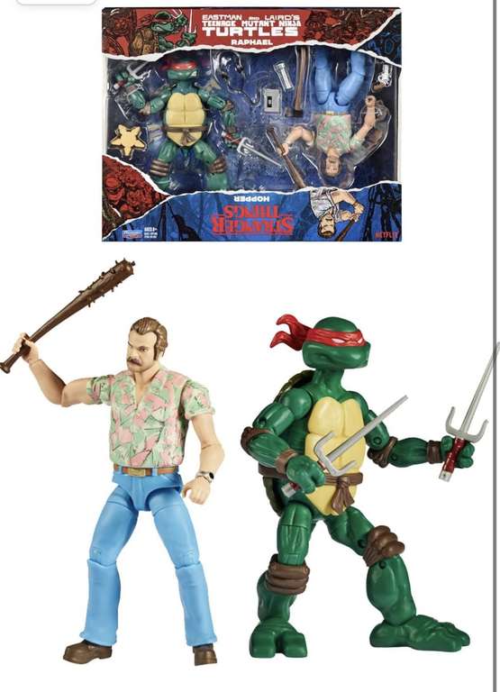 Bandai 2 Pack - Teenage Mutant Ninja Turtles Vs Stranger Things Action Figures (Leonardo & Eleven £19.59 / Raphael & Hopper £22.99) @ Amazon