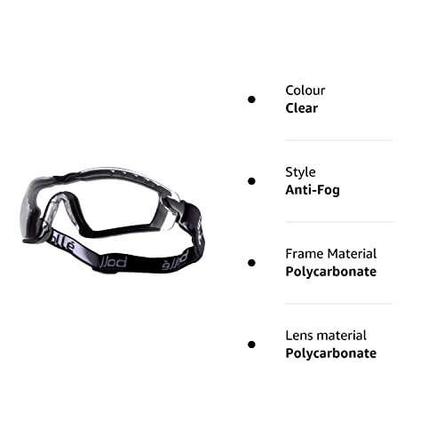 Bolle COBFSPSI Polycarbonate Cobra Goggles with Anti-Scratch and Fog Lens, Clear - £8.26 @ Amazon