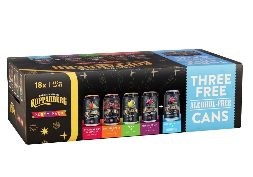 Kopparberg 18x330ml Party Pack of Premium Cider, Mixed Fruit 330ml cans - £10.33 S&S