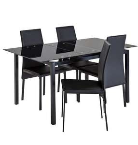 Argos Home Lido Glass Extending Table & 4 Black Chairs - £166 (£6.95 delivery) @ Argos
