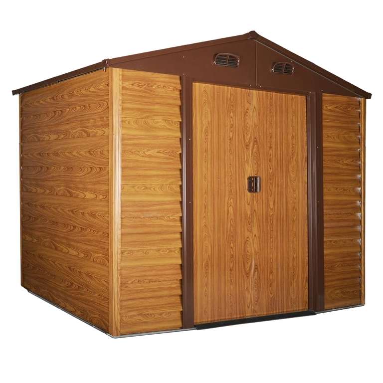 Outsunny 4.9 x 6.3ft Galvanized Steel Garden Shed - Brown - £234.95 / 7.7 x 6.4ft - £290.39 / 6.3 x 9.1ft - £339.99 @ Aosom