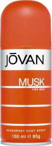 Jovan Musk Deodorant Spray for Men, 150 ml (£1.59 S&S)