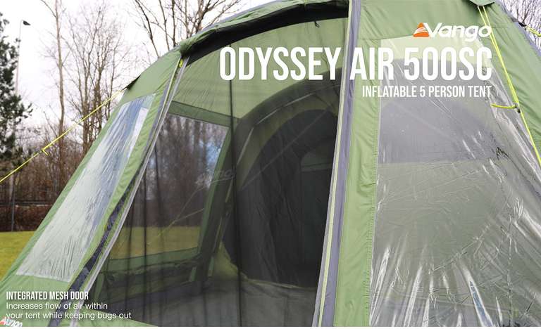 Vango Odyssey Inflatable Family Tunnel Tent, Epsom Green, Airbeam SC [Amazon Exclusive]