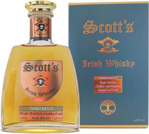 Scott's Triple Distilled Irish Whisky Third Batch 43% ABV 50cl(mildly peated and a Chablis Barrel/Grand Cru finish ) (Delayed Dispatch)