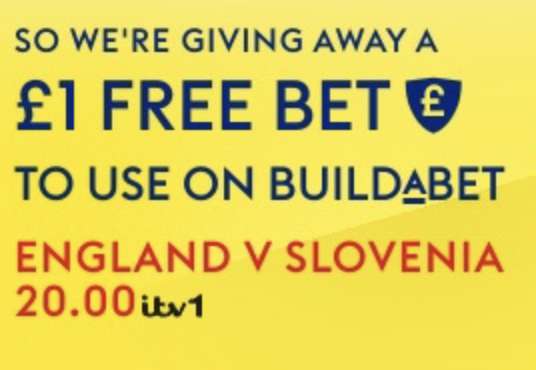 £1 Free Bet On England Vs Slovenia