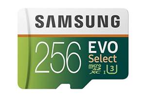 256GB - Samsung EVO Select microSDXC UHS-I U3 100/90MB/s FHD & 4K UHD Memory Card with SD Adapter £17.99 @ Amazon