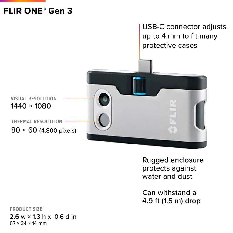 Flir one Android USB-C | Thermal Imaging Camera for Android, 80 x 60 Thermal Resolution (USB-C connector), Neutral