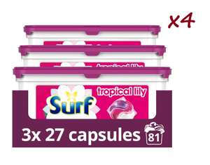 4 x 3 Packs of Surf Tropical Lily 3 in 1 Washing Capsules 12x27 capsules (324 washes) (£34.20/£30 with max S&S + 20% off 1st S&S)