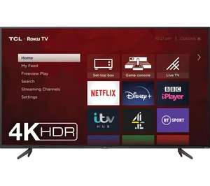 TCL Roku Smart 4K Ultra HD HDR LED TV, 43" £229 / 50" £279 / 55" £329 @ Currys
