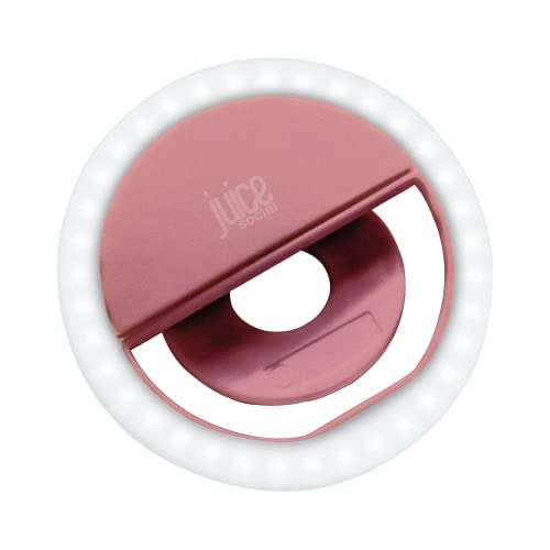 Juice Social | Clip-On Selfie Ring Light | 3 Brightness Levels | 36 LED Bulbs | Rechargeable - Qoolist FBA