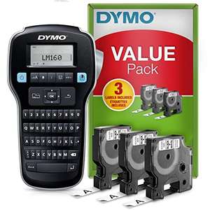 Dymo LabelManager 160 Label Maker Starter Kit with 3 rolls of D1 Label Tape | Handheld Label Printer Machine | QWERTY Keyboard