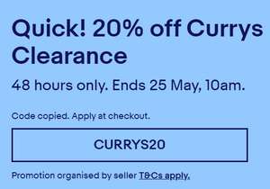 20% off Currys Clearance 48 hours only