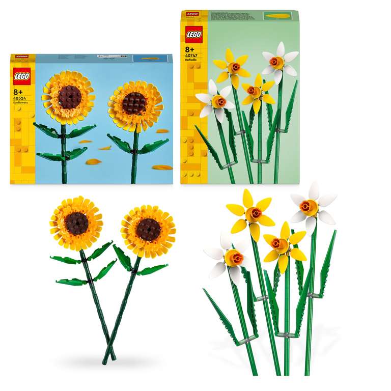 LEGO Creator Flower Bundle 2: Includes Sunflowers (40524) and Daffodils (40747) (Or buy for £10.40 each)