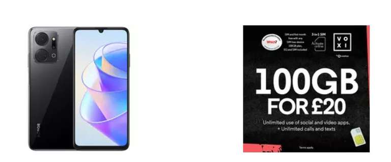 HONOR X7a 128GB Mobile Phone + VOXI 100GB 30 Day Pay As You Go SIM - £139.99 with free collection @ Argos