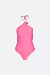 Warehouse High Neck Ribbed Halter Low Back Swimsuit £8.99 Delivered with code From Debenhams