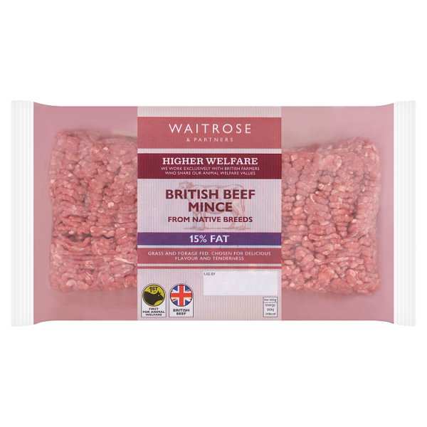 Waitrose British Native Breeds Beef Mince 15% - 750g