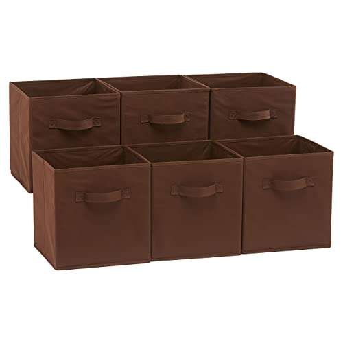 Amazon Basics Collapsible Fabric Storage Cube/Organiser with Handles, Pack of 6, 26.6 x 26.6 x 27.9 cm - Various Colours