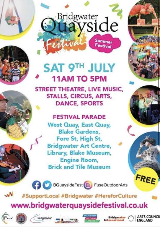 FREE Bridgwater Quayside Summer festival 2022 - 9th July @ Bridgwater Quayside