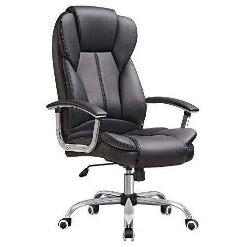 SONGMICS Office Chair with High Back Large Seat and Tilt Function Executive Swivel Computer Chair PU Black sold and FB Songmics