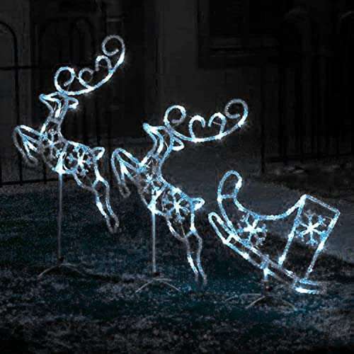 Dawsons Living 2D Reindeer with Sleigh - LED Light Up Outdoor Christmas Reindeer Christmas Decoration £39.99 @ Dawsons Living / Amazon