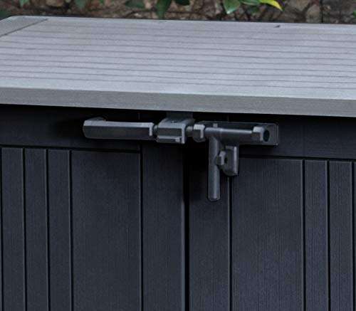 Keter 249319 Store it Out Nova Outdoor Garden Storage Shed, 132 x 71.5 x 113.5 cm, Dark Grey with Light Grey Lid @ Amazon