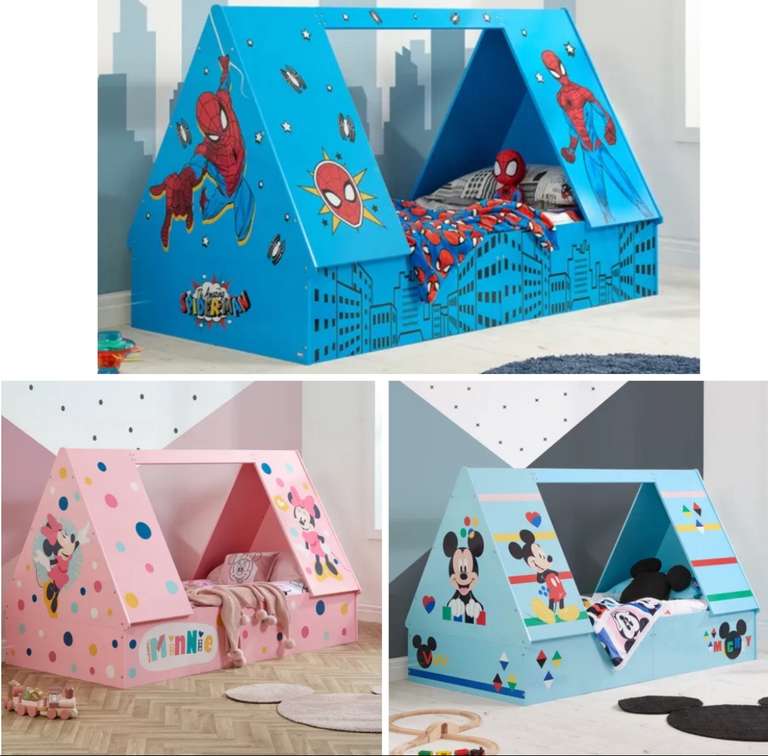 Disney Kid's Single Tent beds now half price Mickey Mouse, Minnie Mouse & Spiderman + free delivery