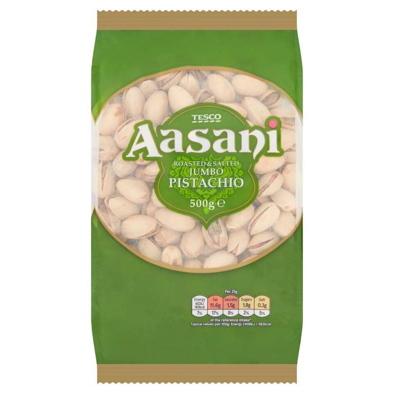 Tesco Aasani Roasted & Salted Jumbo Pistachios 500G - Clubcard Price
