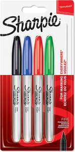Sharpie Permanent Markers | Fine Point | Assorted Standard Colours | 4 Count - £3.01 at checkout @ Amazon