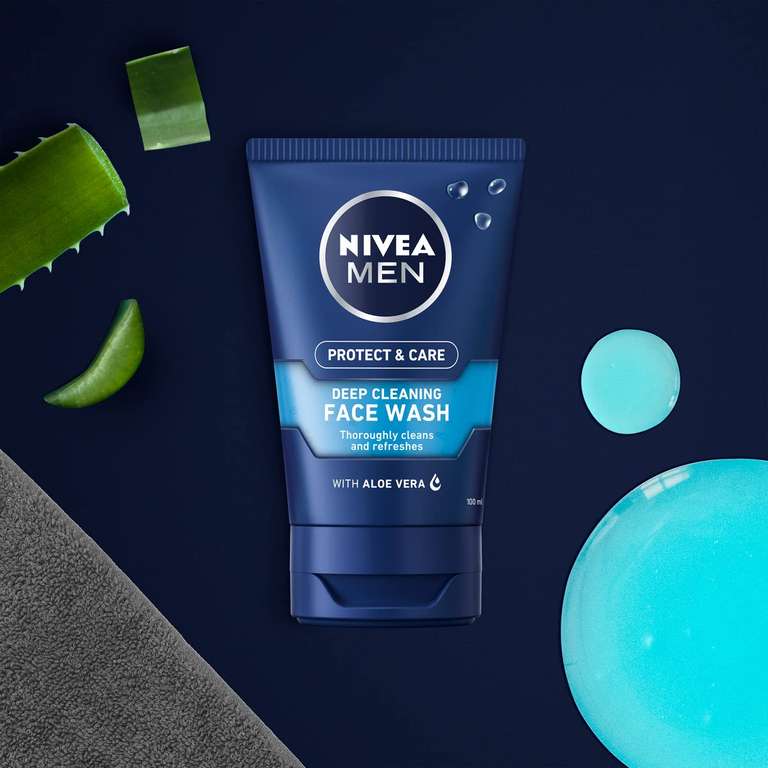 NIVEA MEN Deep Cleaning Face Wash Protect & Care 100ml (£2.06/£1.95 on ...