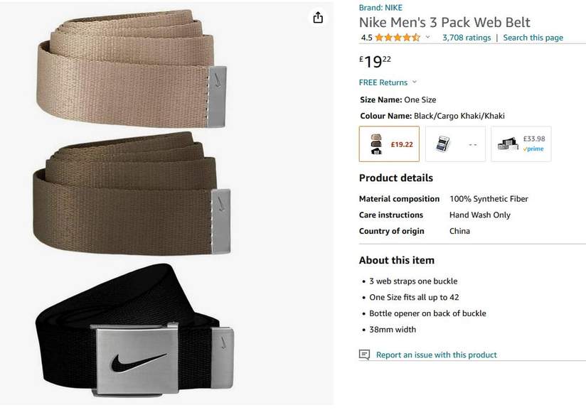 Men's Nike 3 Pack Web Belt