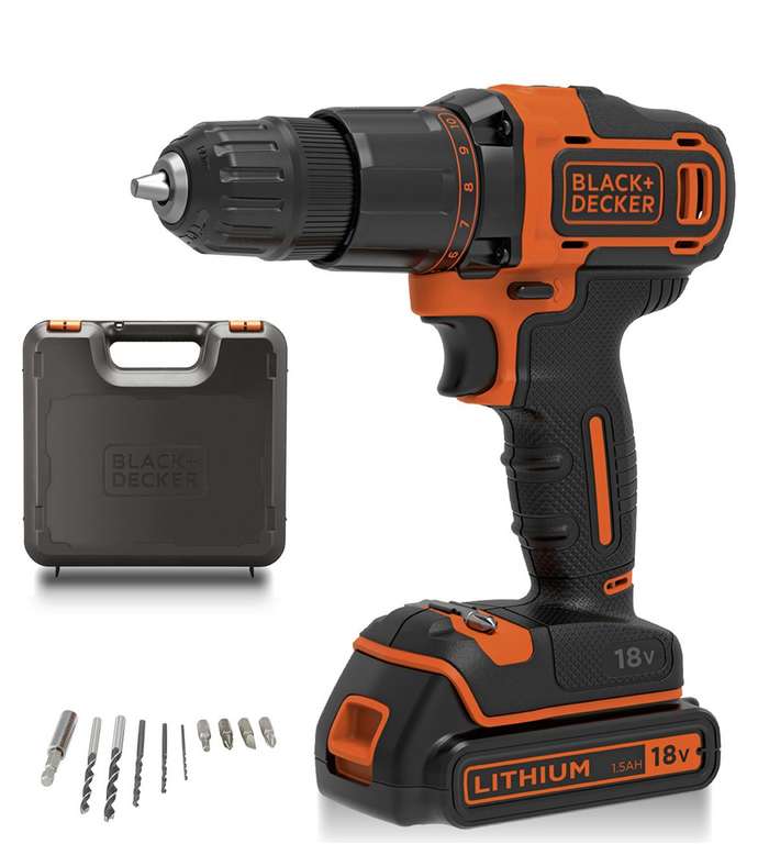Black + Decker Cordless Hammer Drill with Battery - 18V £41.25 (Free Click & Collect) @ Argos