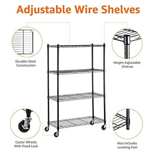 Amazon Basics 4-Shelf Storage Unit on Wheels - Black £30.80 Delivered @ Amazon