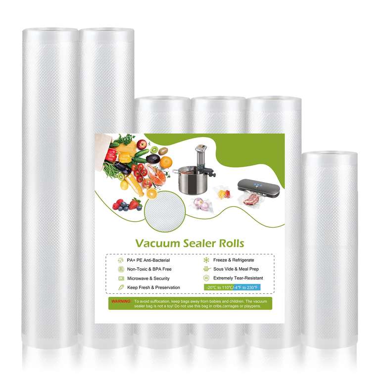 Vacuum Sealer Rolls - 6 Pack 15 * 300cm x 1, 20 * 300cm x 3, 28 * 300cm x 2 (W/voucher) Sold by River Great Wall