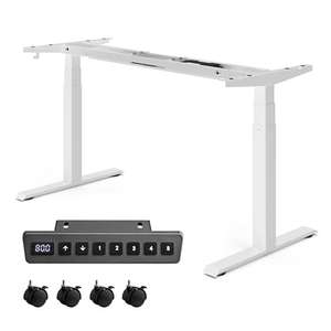 Vasagle Electric Height Adjustable Standing Desk Frame (White) Dual Motor, 3 Stage Legs - Sold by Songmics Home UK (Prime Exclusive)