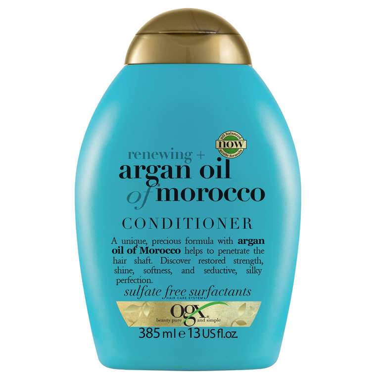 OGX Argan Oil of Morocco Sulfate Free Shampoo for Dry Hair, 385 ml & Hair Conditioner for Dry Damaged Hair 385ml (Bundle)