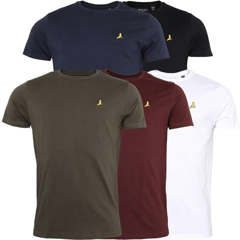 Brave Soul Mens Russel Five Pack T-Shirts Black/White/Navy/Khaki/Burgundy for £22.99 + £4.99 delivery @ MandM