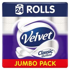 2 Packs of Velvet Classic Quilted Toilet Tissue 24 Rolls (48)