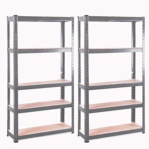 G-Rack Two Garage Shelving Units: 150cm x 75cm x 30cm | Two Bays, Grey 5 Tier Units | 175kg Load Weight - £40.49 Sold by G-Rack Ltd @ Amazon