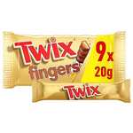 Twix Caramel & Milk Chocolate Fingers Biscuit Snack Bars Multipack 9x20g