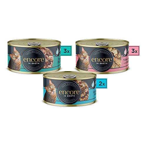 Encore 100% Natural Wet Cat Food, Multipack Fish Selection for Adult Cats, 8 x 70 g Tins £6.50 @ Amazon