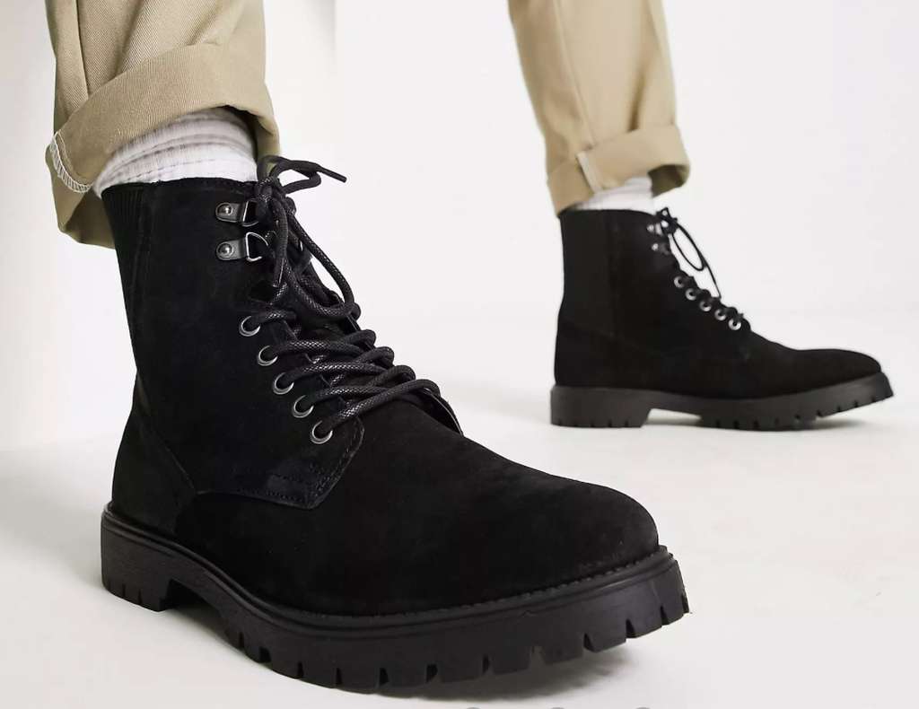 Men’s Red Tape lace up hiker boots in black leather - with code ...
