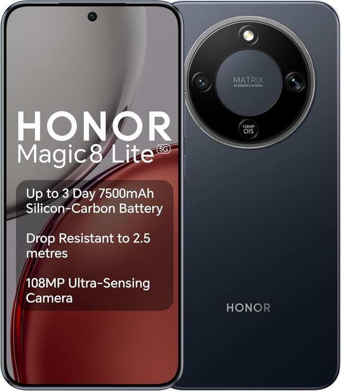 HONOR Magic8 Lite Snapdragon 6 Gen 4 8GB RAM 512GB AMOLED 5G Smartphone (2 Colours)