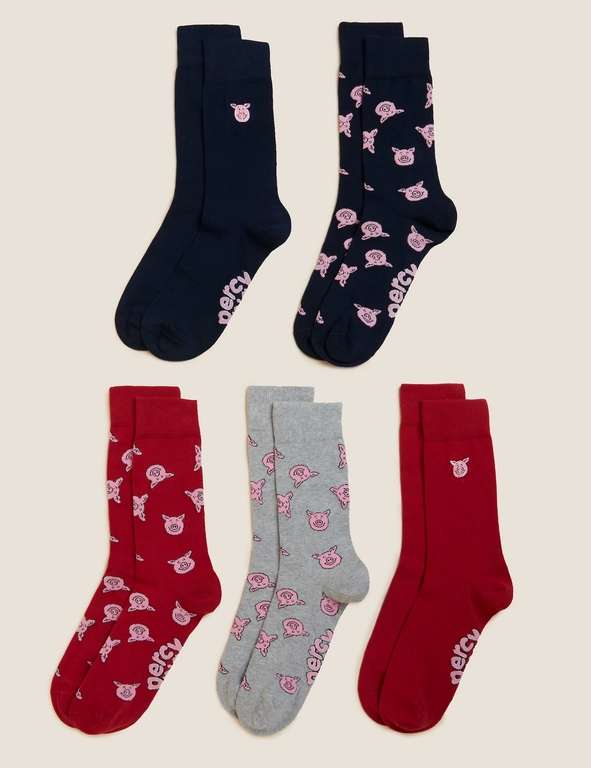 5pk Percy Pig Cotton Rich Socks - £5 with click & collect @ Marks & Spencer