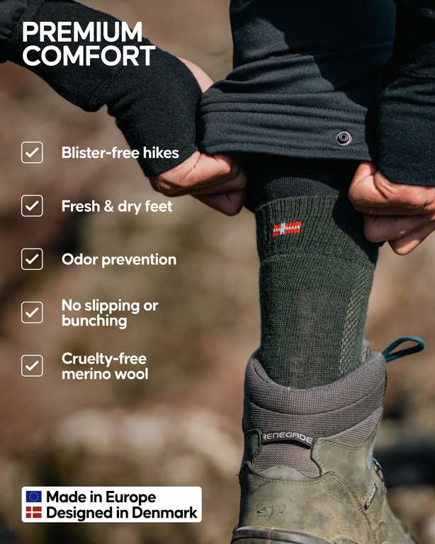 Outdoor Walking Thermal Socks, Merino Wool, Premium Comfort Hiking Socks for Men & Women 3 Pack - sold by DANISH ENDURANCE - FBA