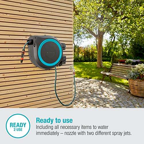 Gardena Wall-Mounted Hose Box RollUp XL (turquoise) 35 m