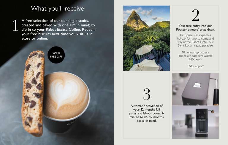 Free Dunking Biscuits with Podster Warranty Registration (click & collect only) @ Hotel Chocolat